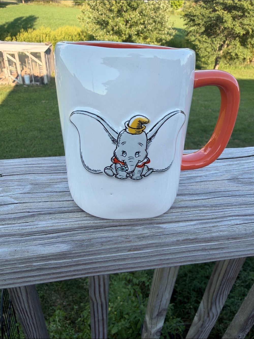 Rae Dunn Disney Dumbo Ceramic Accent Mug - White with Orange Handle